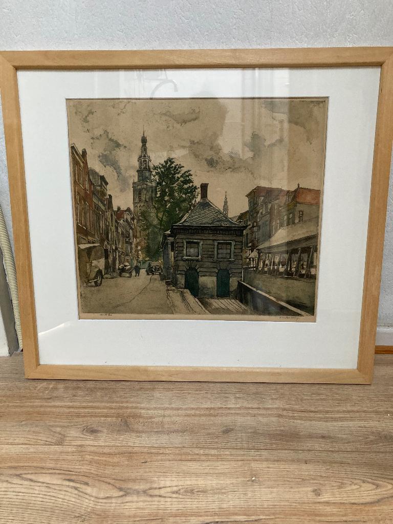 Gouda, Cees Bolding, Antiek en Kunst, Kunst | Etsen en Gravures, Ophalen