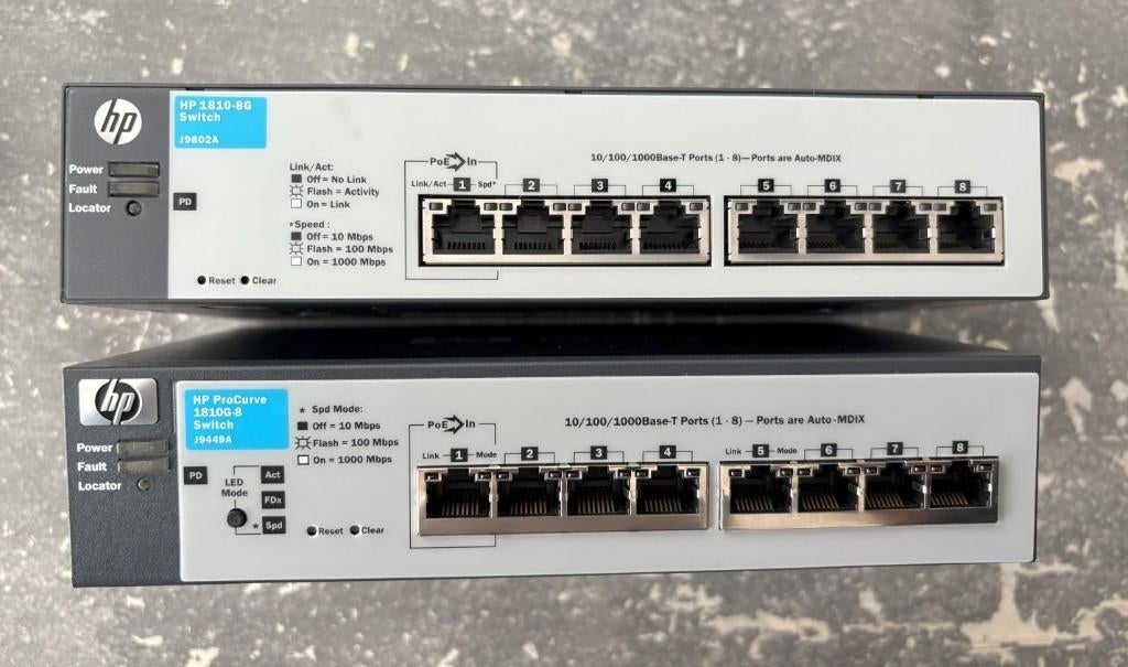 HP Procurve 1810-8G v2 netwerk switches, Computers en Software, Netwerk switches, Zo goed als nieuw, Ophalen