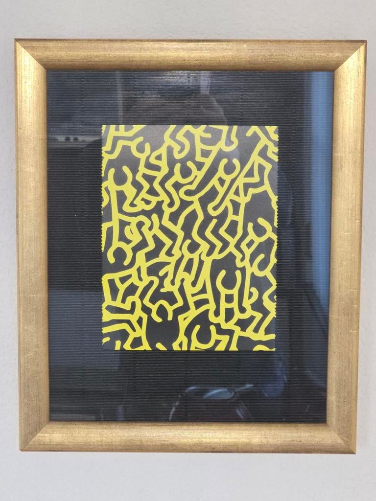 Keith Haring reproductie met lijst en passe partout, Antiek en Kunst, Kunst | Tekeningen en Foto's, Ophalen of Verzenden