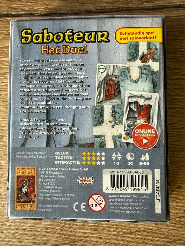 Leuke gezelschapsspellen - Saboteur & Love Letter, Een of twee spelers, Ophalen of Verzenden, Zo goed als nieuw, Reisspel