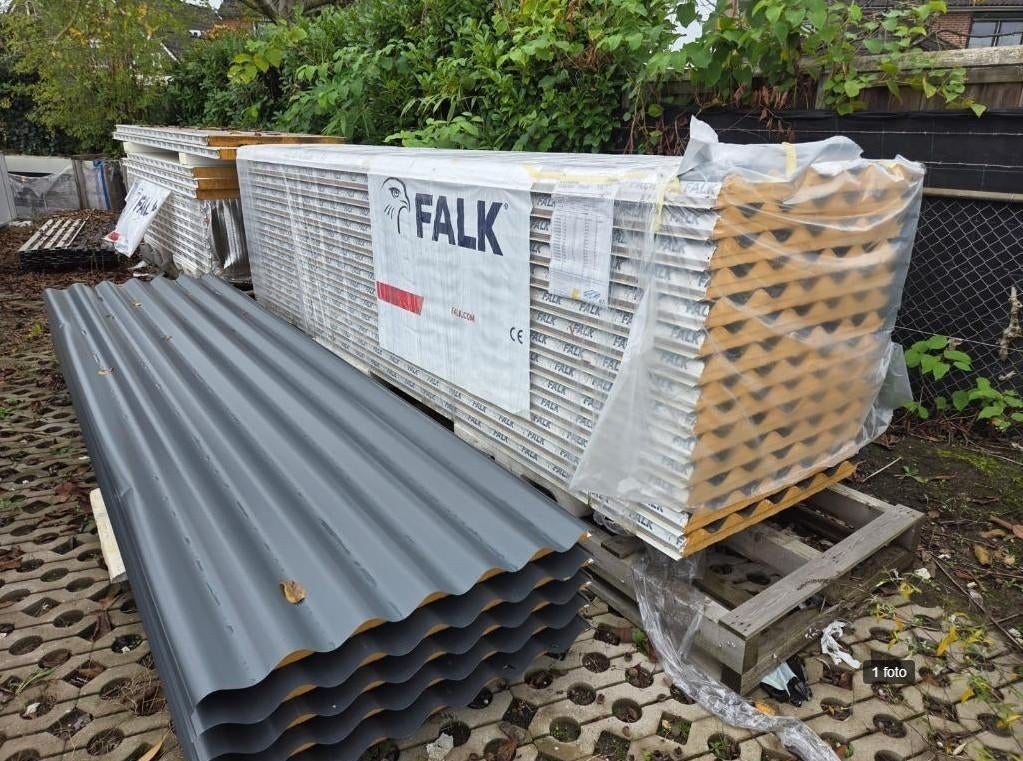 Falk dakpanelen Restpartij, Nieuw, 15 m² of meer, Metaal, Grijs