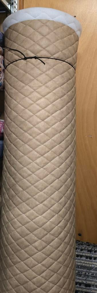 Beige Gewatteerde Skai Leer Stof, 120 cm of meer, Beige, Leer of Kunstleer, Ophalen of Verzenden