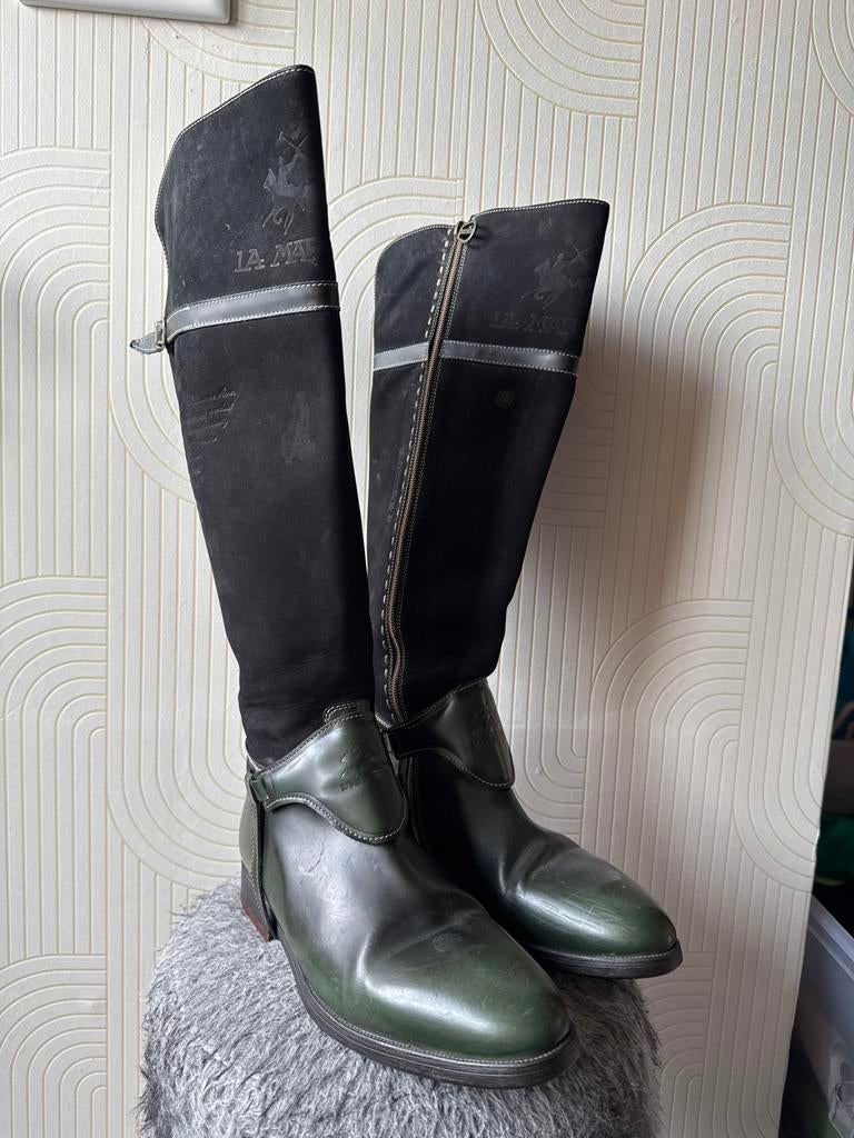 La Martina Laarzen Groen/Zwart Maat 39, Kleding | Dames, Schoenen, Ophalen of Verzenden, Zo goed als nieuw, Groen, Hoge laarzen
