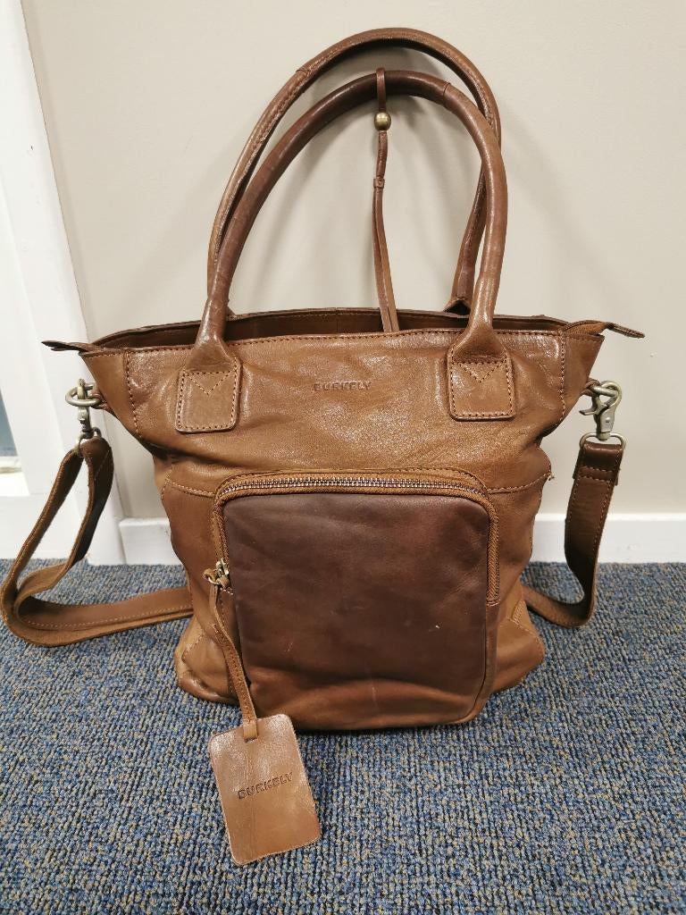 Leren Burkely tas, Ophalen of Verzenden, Gebruikt, Bruin, Handtas