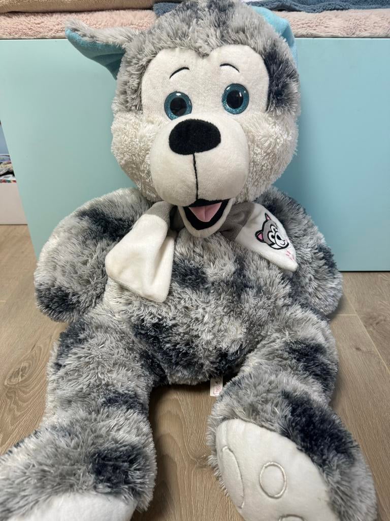 Schattige xxl Husky Knuffel, Ophalen of Verzenden, Zo goed als nieuw, Hond