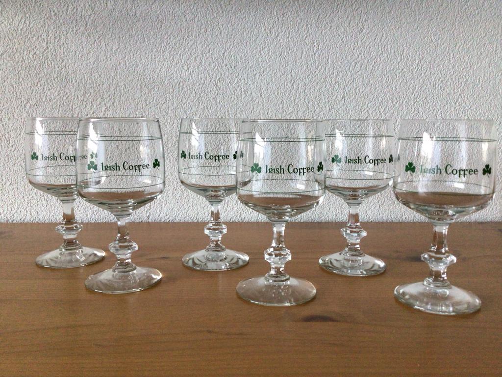 Vintage Irish Coffee Glazen met Klaverblad (6 stuks), Ophalen of Verzenden