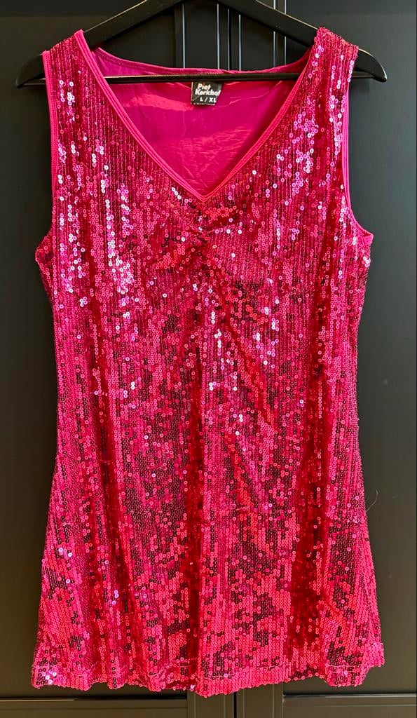 Roze Pailletten Carnaval Jurk - Maat L/XL, Carnaval, Maat 46/48 (XL) of groter, Ophalen of Verzenden, Zo goed als nieuw