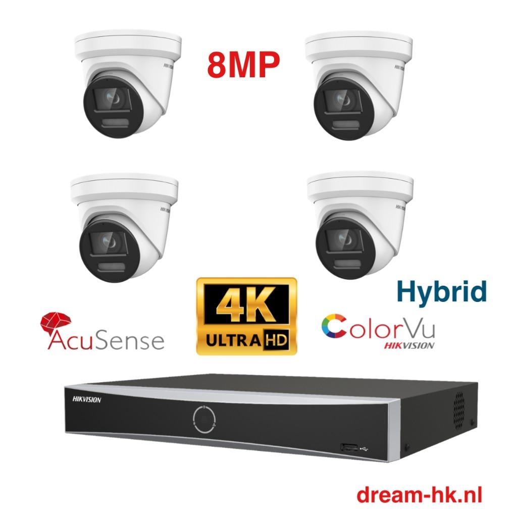 8MP Hybrid ColorVu 3.0 Hikvision IP PoE set/NVR+4x camera