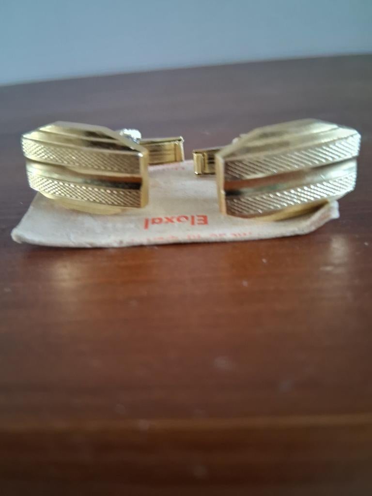 Doublé manchetknopen met banddecoratie 60 jaar oud, Sieraden, Tassen en Uiterlijk, Manchetknopen, Ophalen of Verzenden, Zo goed als nieuw
