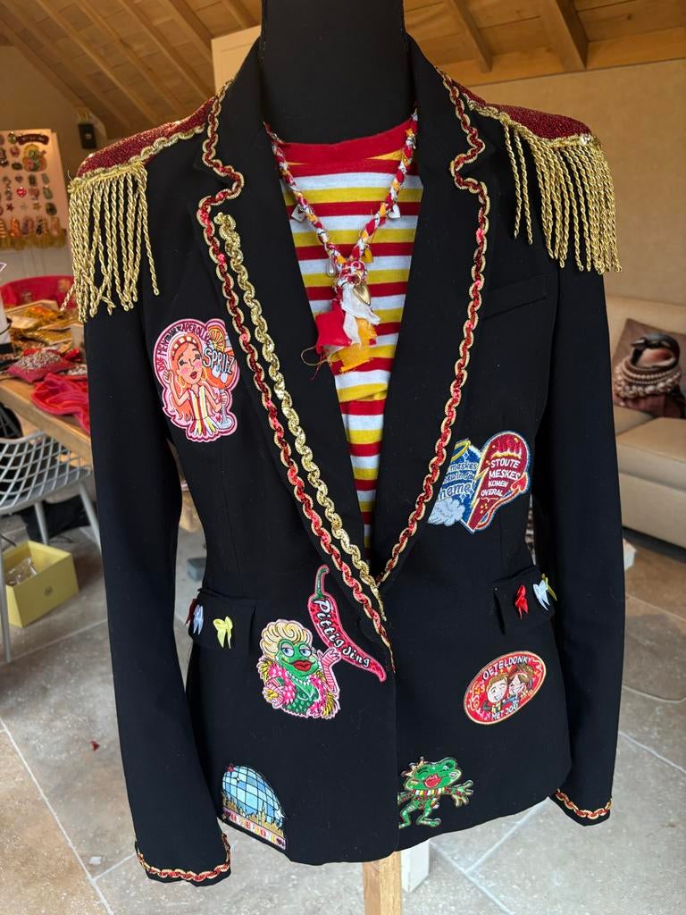 Oeteldonk Jasje Dames Maat S/M - Carnaval!, Carnaval, -, -, Ophalen of Verzenden