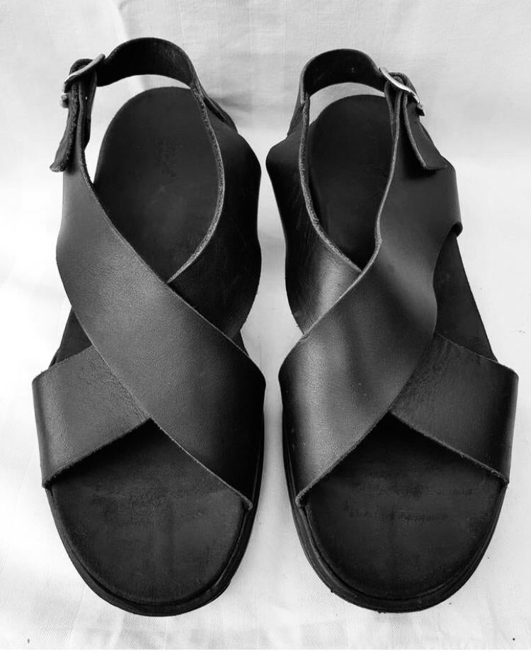 XSENSIBLE SANDALEN ZWART LEER MT 37 H, Zwart, Zo goed als nieuw, Sandalen of Muiltjes, Ophalen of Verzenden