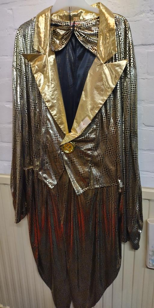 Slipjas goud met vlinderdas, Kleding | Heren, Carnavalskleding en Feestkleding, Carnaval, Nieuw, Overige maten, Ophalen of Verzenden