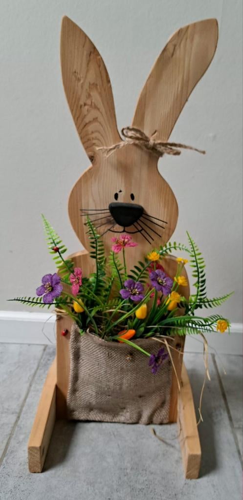 Houten Paashazen met Bloemen, Huis en Inrichting, Ophalen, Nieuw