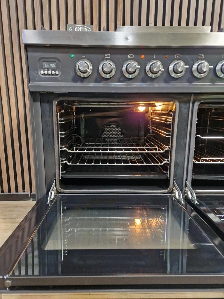 Luxe Antraciet Boretti Fornuis 90 cm (Gratis bezorgen), 5258sh, 60 cm of meer, Ophalen of Verzenden, Zo goed als nieuw