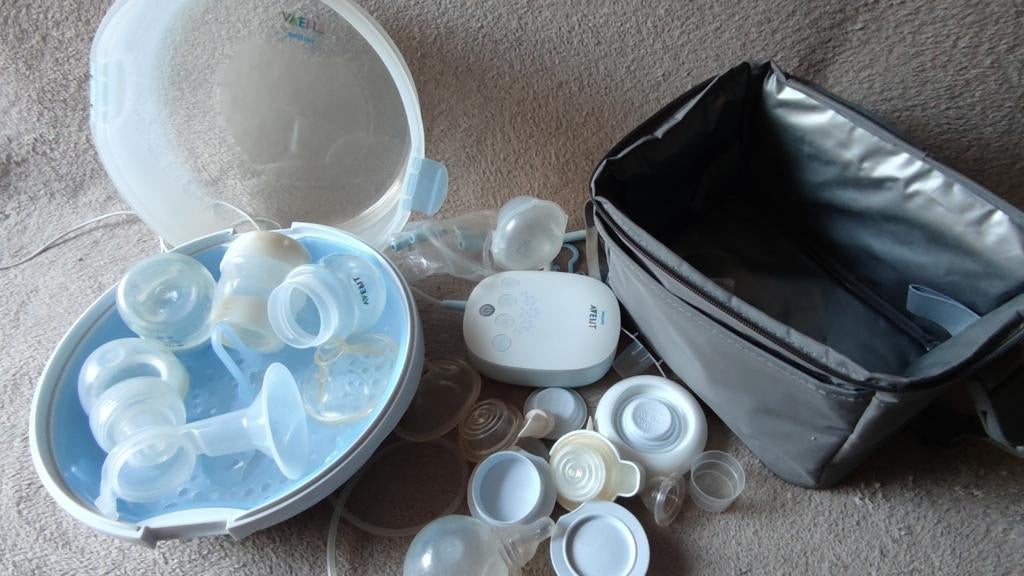 Philips Avent SCF303 dubbele borstkolf + sterilisator, Ophalen of Verzenden, Zo goed als nieuw, Borstkolf