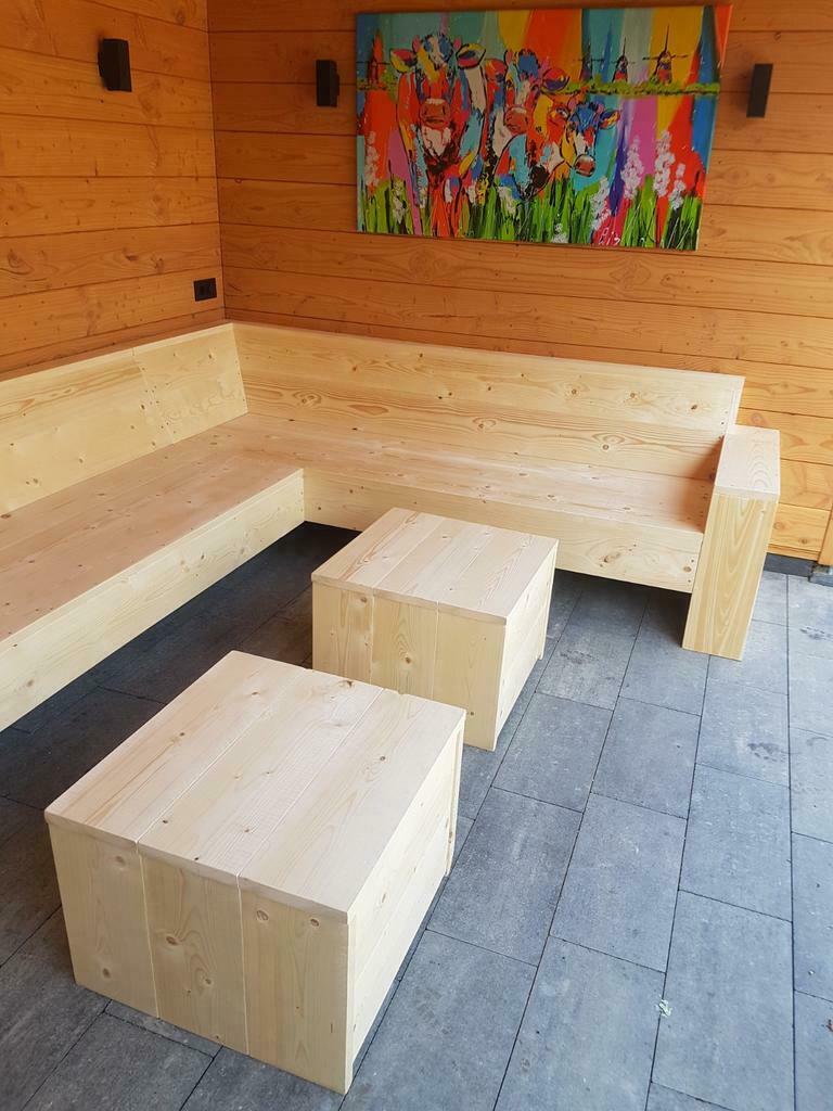 Lounge hoekbank steigerhout, Tuin en Terras, Ophalen of Verzenden, Nieuw, Steigerhout