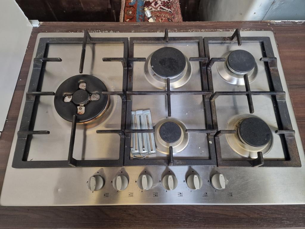5 pits gaskookplaat, Ophalen, Inbouw, Gas, 5 kookzones of meer