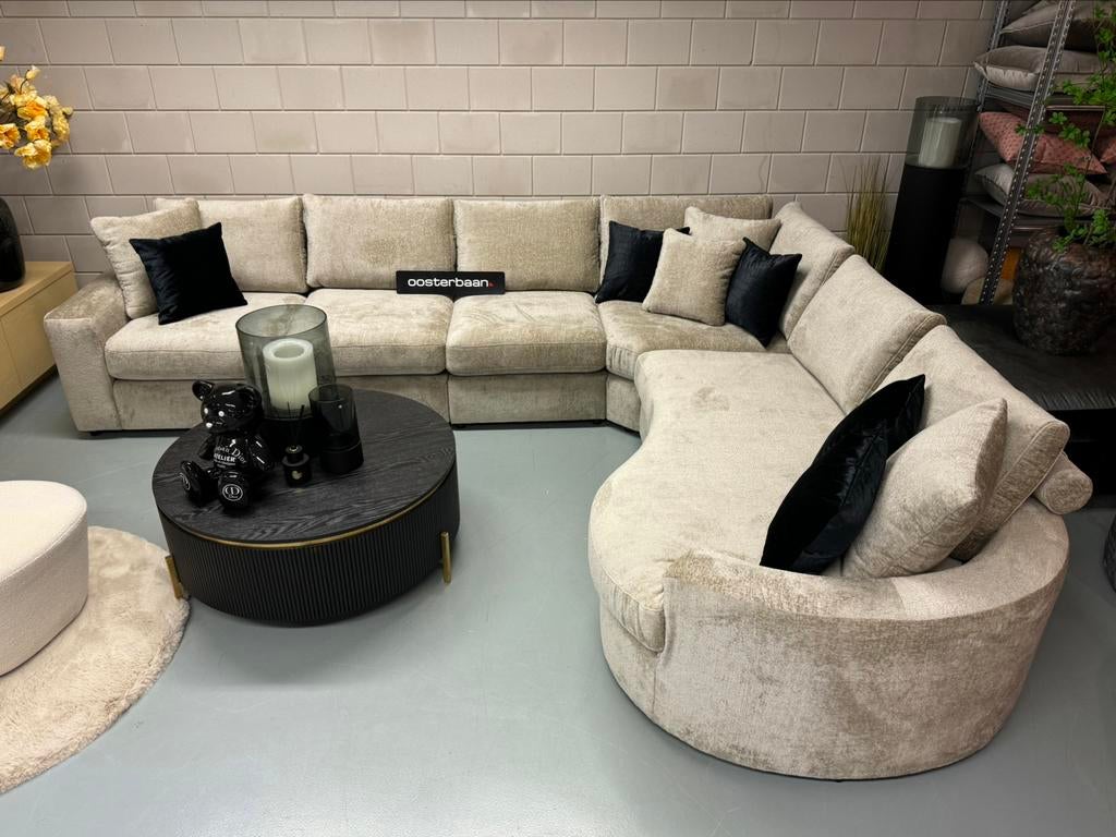 Luxe Velvet Teddy Hoekbank Jacco 340x280cm Beige Sand NIEUW, Info@oosterbaanwonen.nl, Venus 31 8448CE Heerenveen, Hoekbank, Ophalen of Verzenden