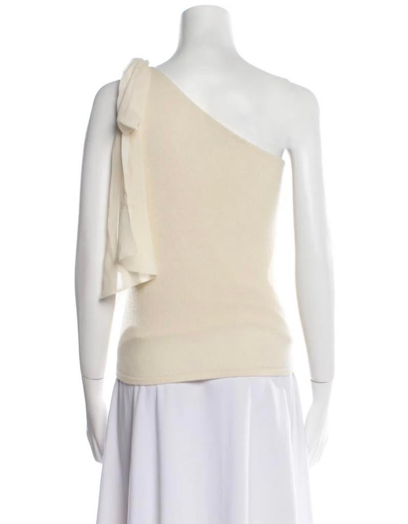 Ralph Lauren Black Label Cashmere One-Shoulder Top, Wit, Ophalen of Verzenden, Zo goed als nieuw, Maat 36 (S)