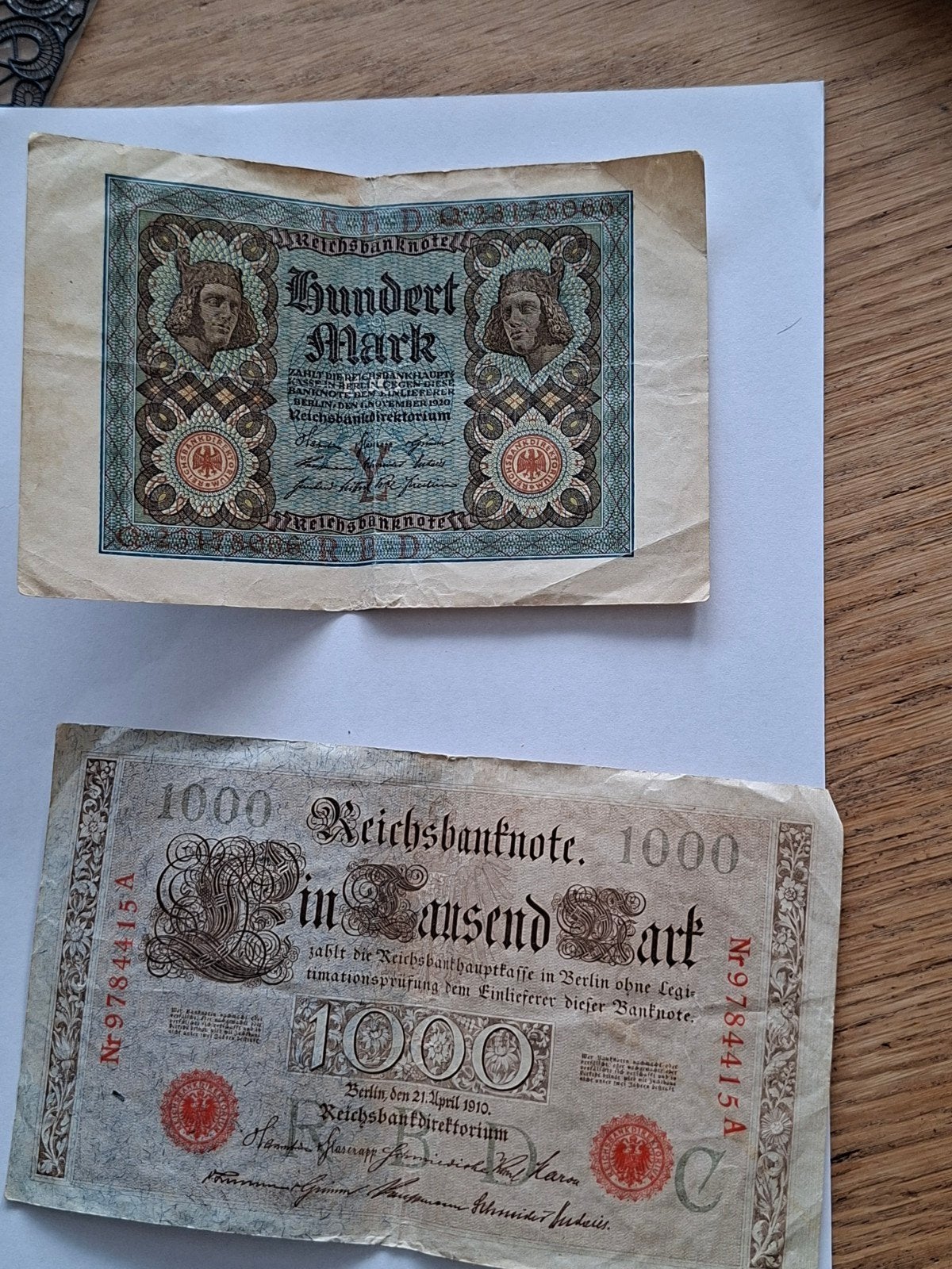 Set van 7 historische Duitse bankbiljetten, Ophalen of Verzenden