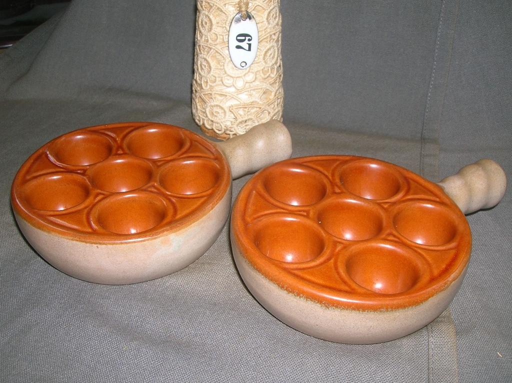 2 x vintage escargotschaaltje Emile Henry voor 6 escargots, Huis en Inrichting, Keuken | Servies, Gebruikt, Overige typen, Ophalen of Verzenden