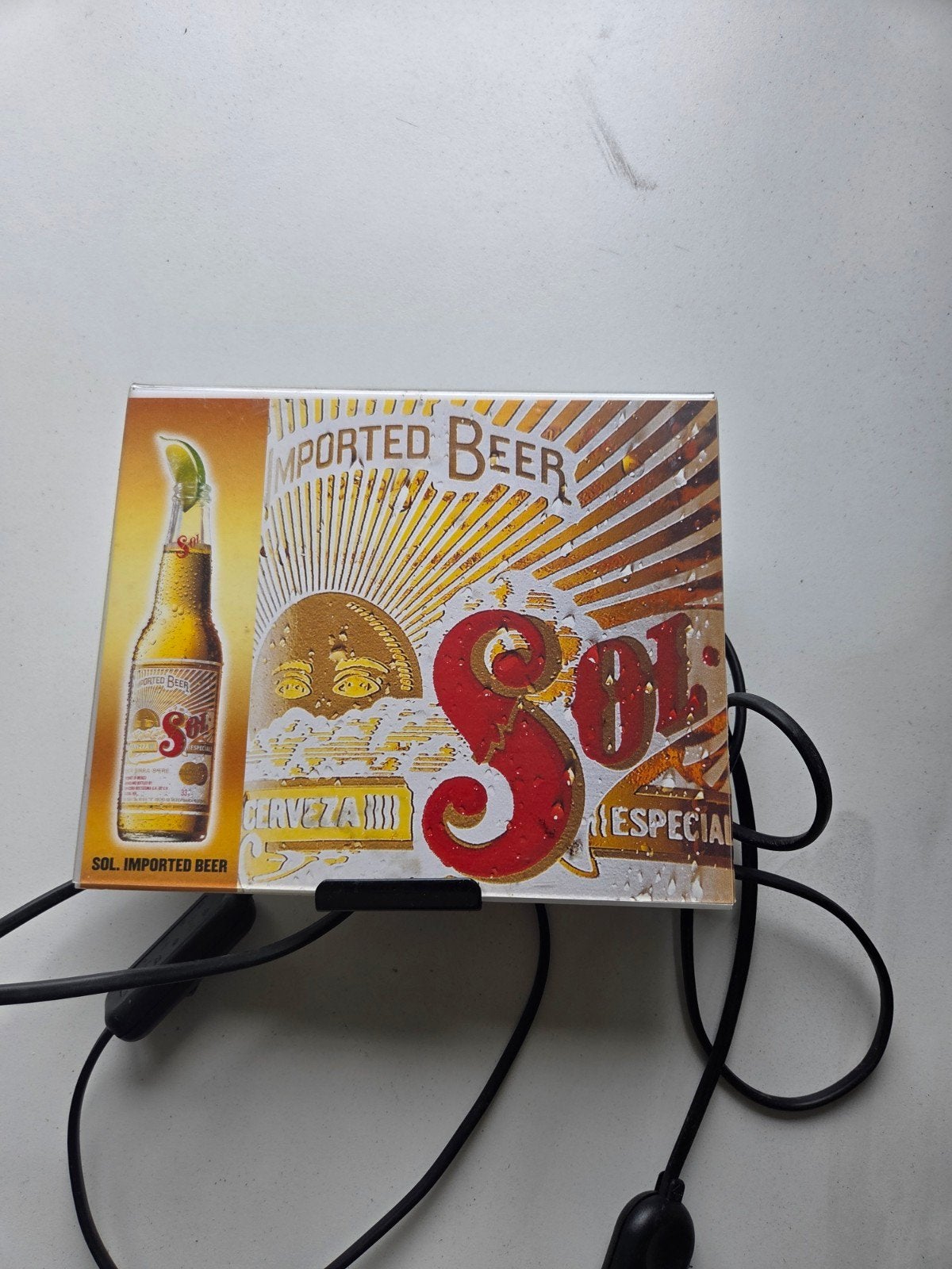 Sol Bier Reclamebord met Verlichting, Verzamelen, Biermerken, Ophalen, Gebruikt, Reclamebord, Plaat of Schild, Overige merken