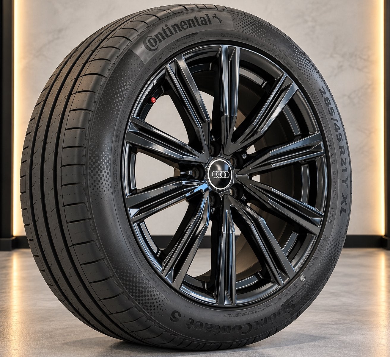 Audi Q8 21 inch velgen met Continental zomerbanden, Auto-onderdelen, Gebruikt, 285 mm, Banden en Velgen, Personenwagen