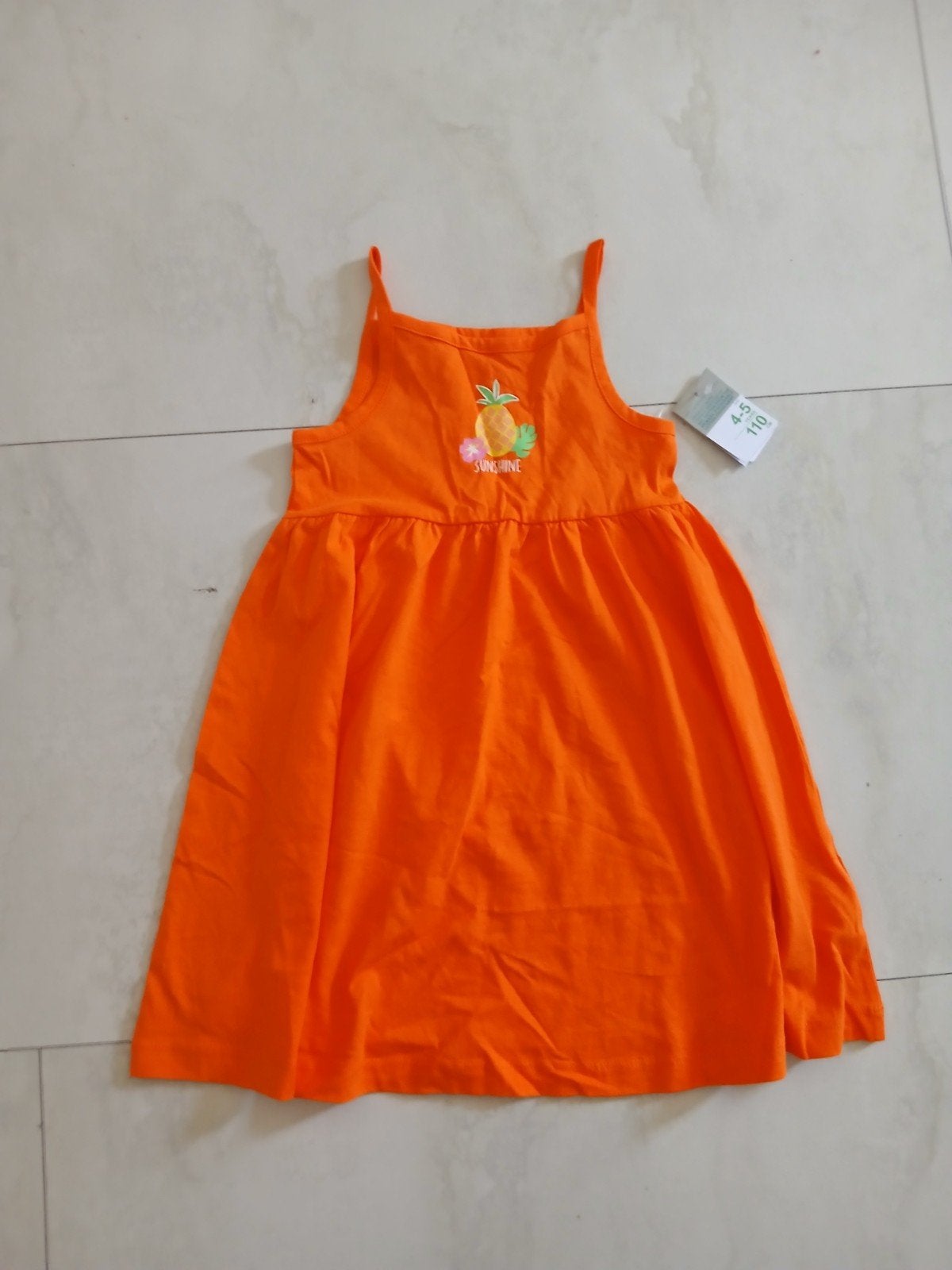 Leuke oranje jurk met ananas print - Maat 110, Meisje, Nieuw, Ophalen of Verzenden, Jurk of Rok