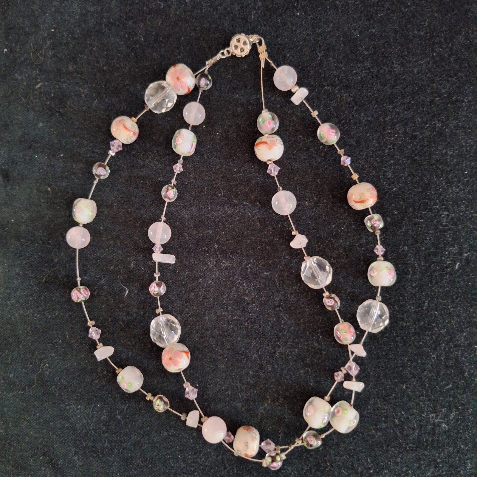 Elegante kralenketting met roze en transparante kralen, Sieraden, Tassen en Uiterlijk, Kettingen, Ophalen of Verzenden, Zo goed als nieuw