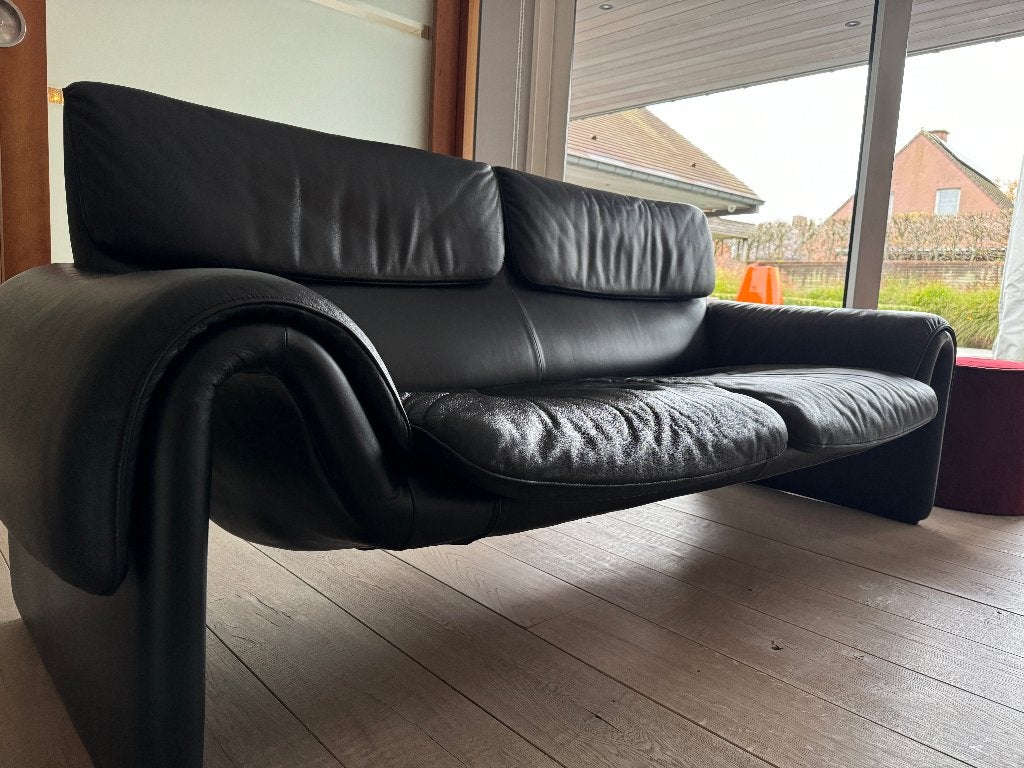 De Sede Lederen Design Bank Tweezits Zwart, Ophalen, Gebruikt, Modern Design, Minder dan 75 cm