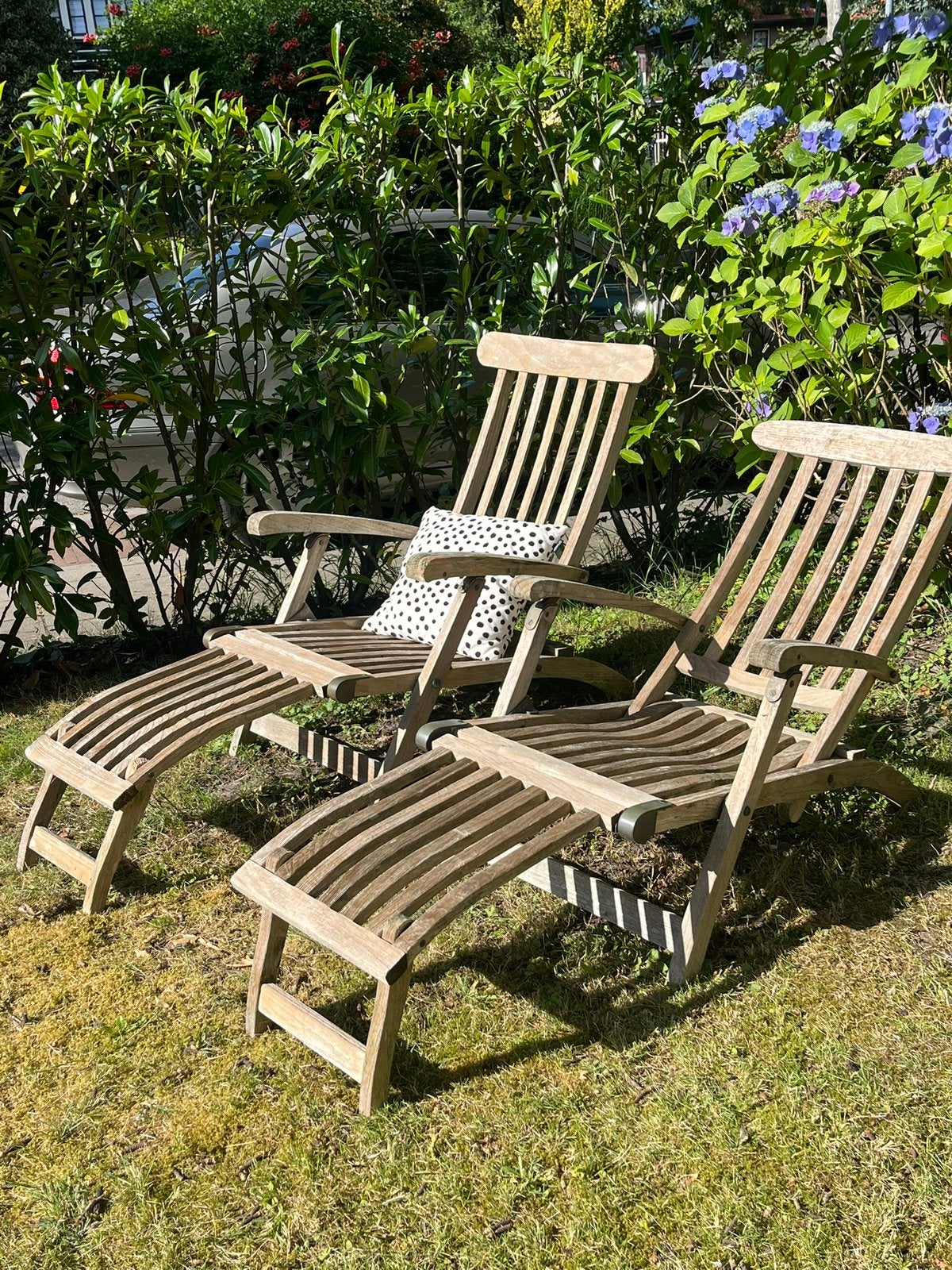 Teak ligstoelen, Tuin en Terras, Ophalen, Gebruikt, Teakhout