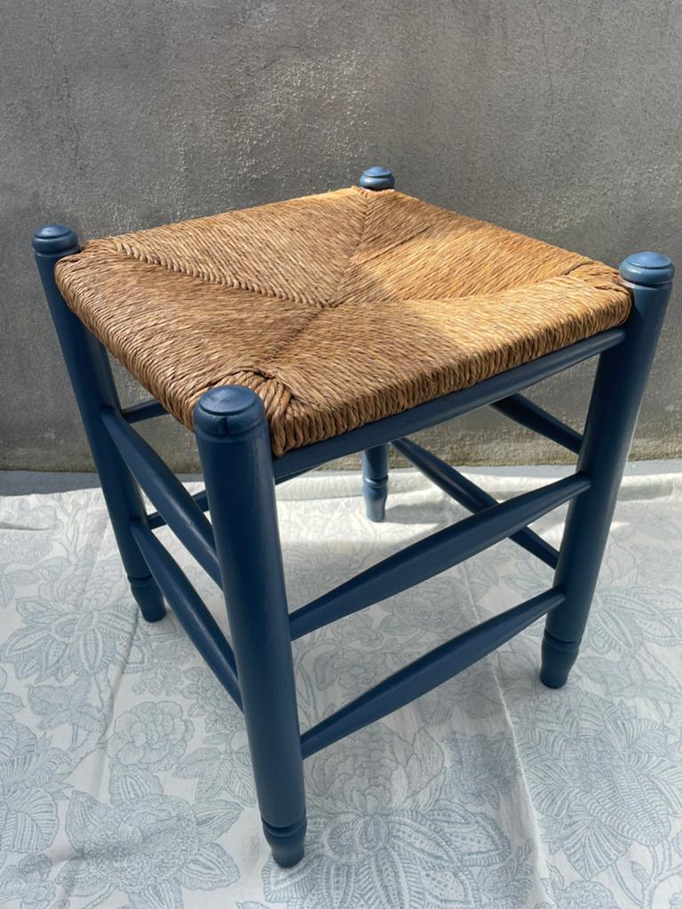 Vintage bobbin/knobbel kruk, solide, hout, blauw, boho,, Huis en Inrichting, Ophalen, Gebruikt, Hout