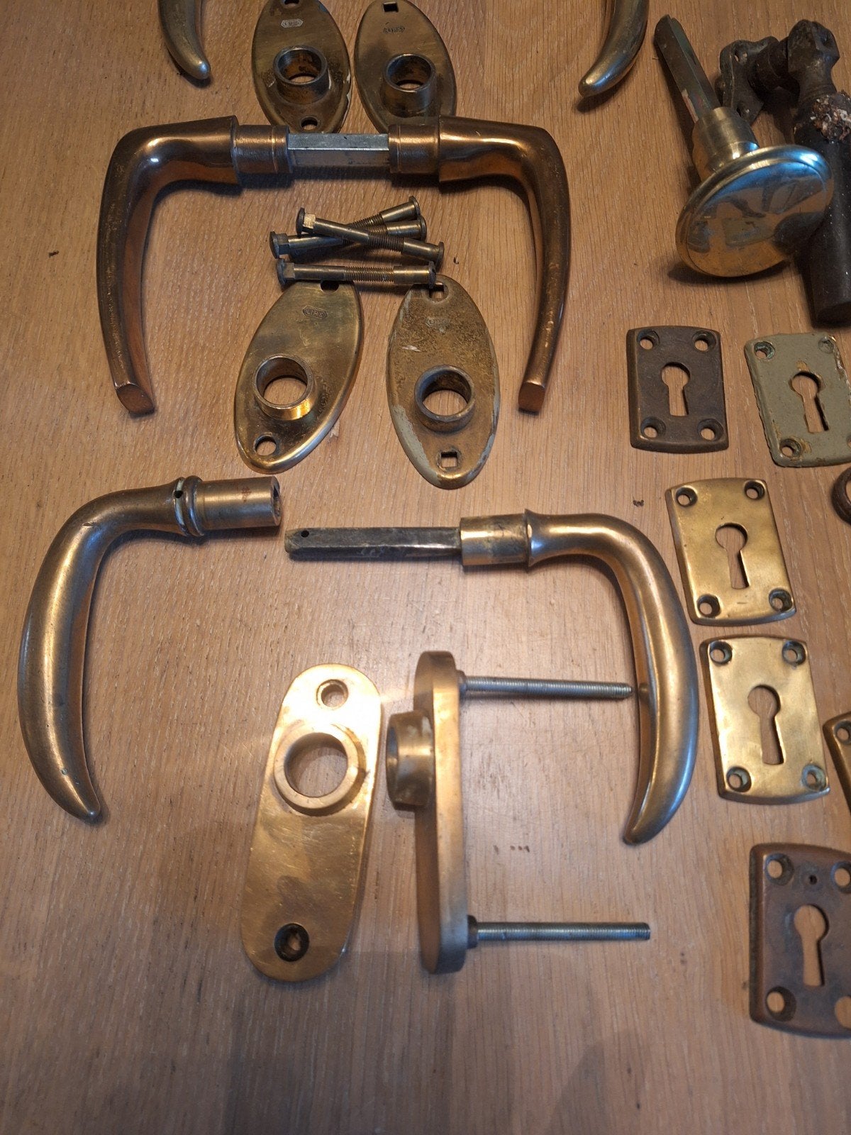 Antiek messing beslag, Ophalen of Verzenden, Koper of Messing, Klink of Kruk