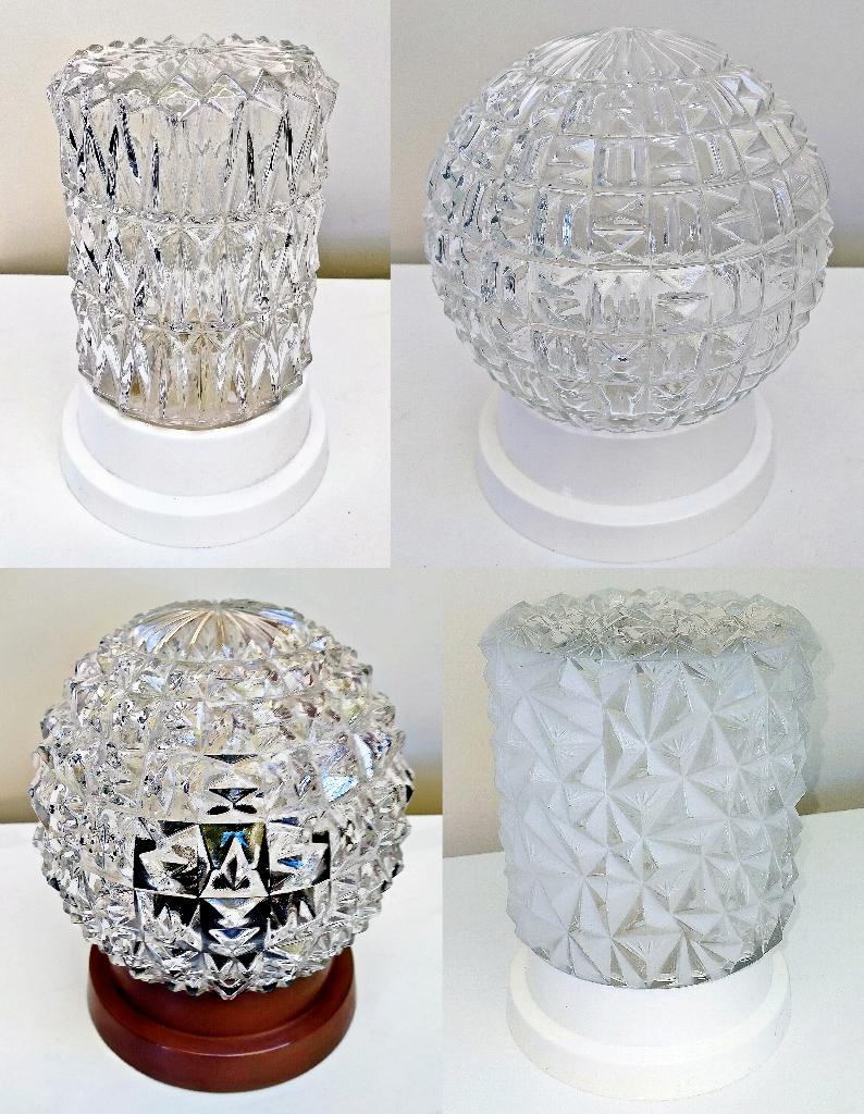 4x Antiek / Oude Glazen Lamp Bollamp Plafondlamp, Ophalen of Verzenden