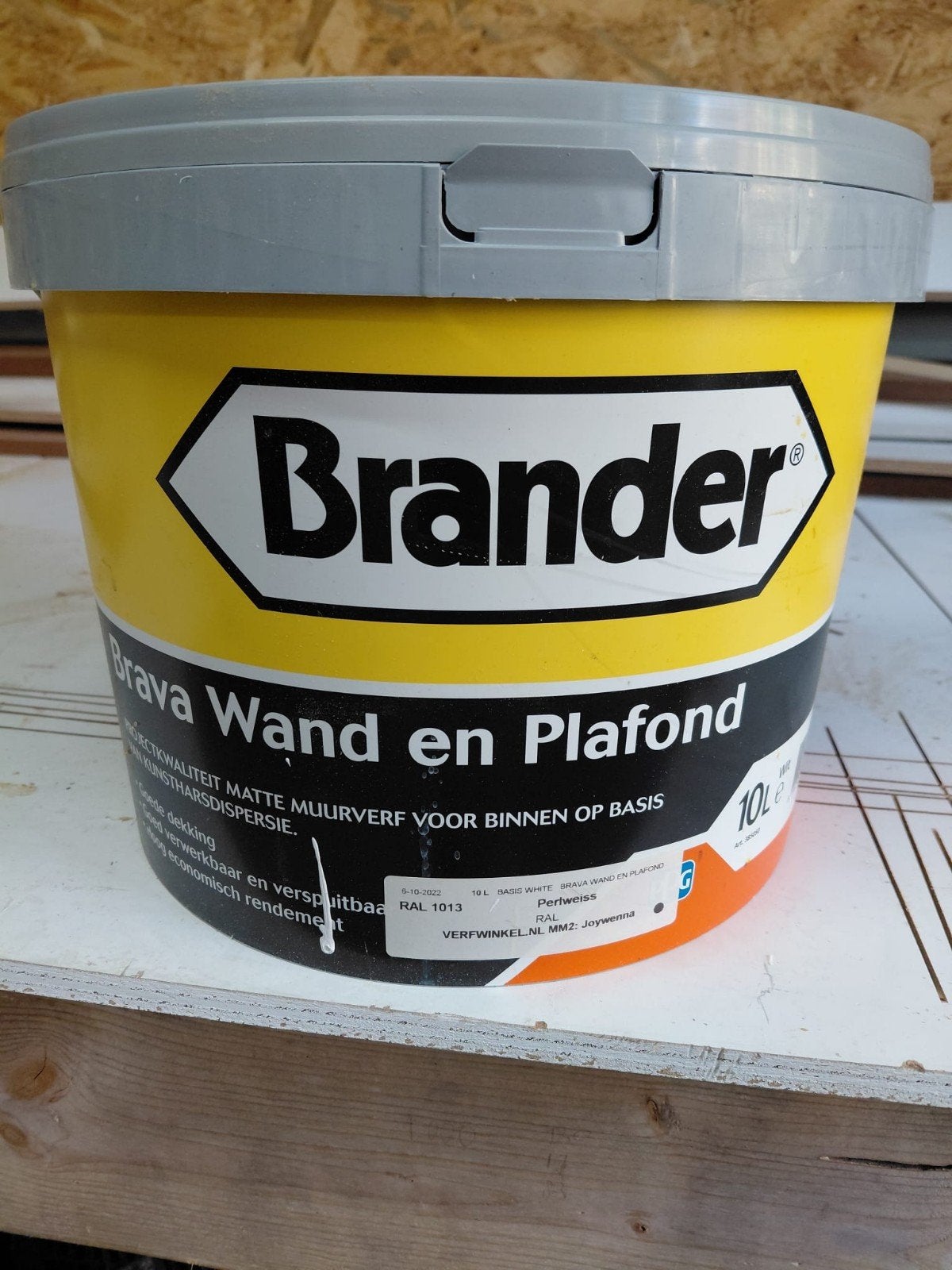 Brander Brava Wand en Plafond Muurverf - 10L RAL 1013, Ophalen, Nieuw, Wit