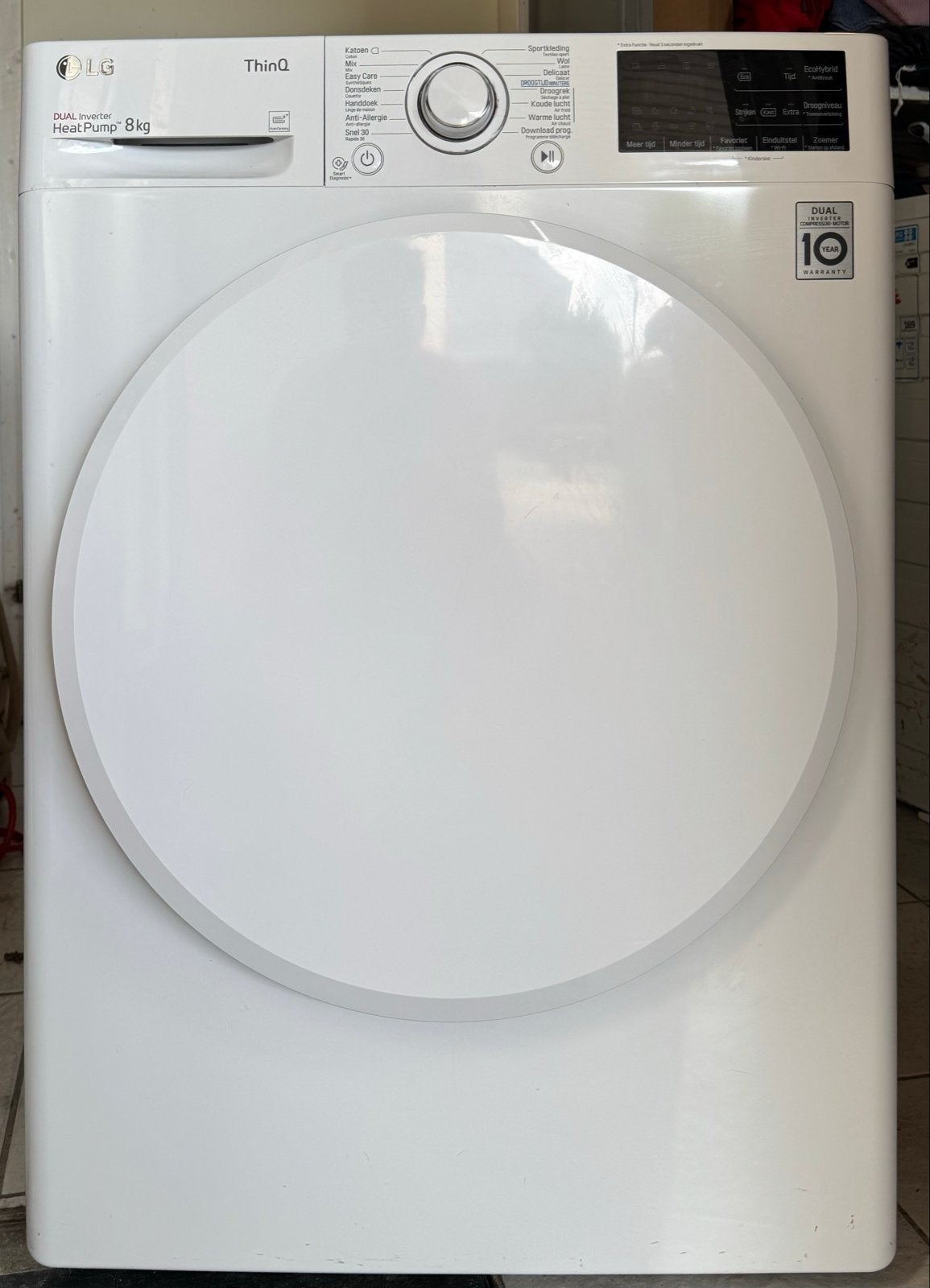 LG ThinQ Dual Inverter Warmtepompdroger 8kg A+++, Witgoed en Apparatuur, Wasdrogers, Ophalen, Gebruikt, 8 tot 10 kg, Voorlader