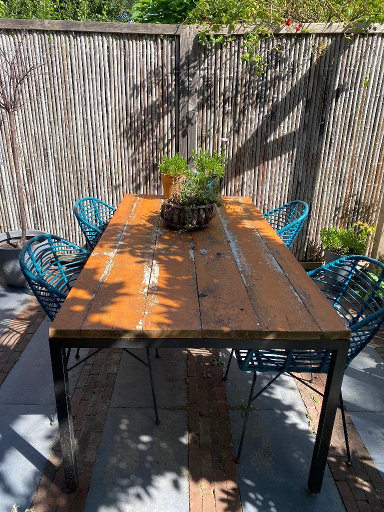 Tuintafel - gebruikt maar kan nog een ronde mee, Tuin en Terras, Ophalen, Gebruikt, Rechthoekig, Hout