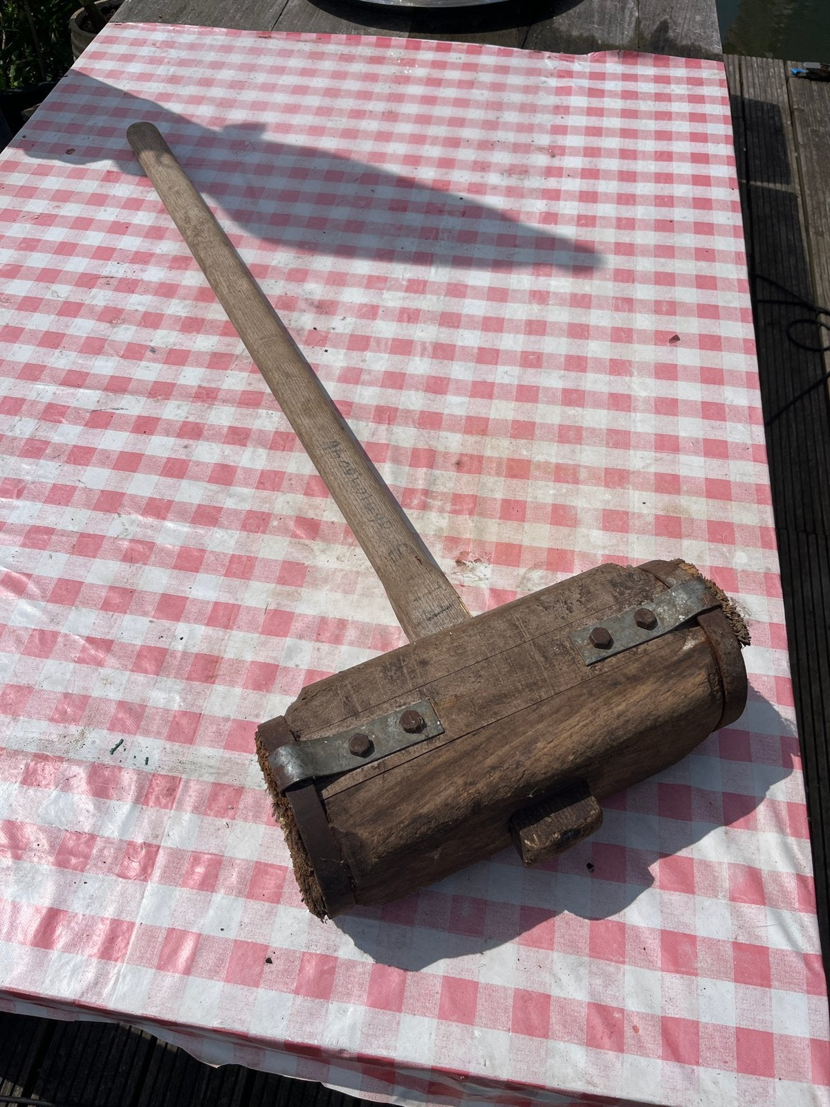 Vintage houten hamer - Grote houten moker, Doe-het-zelf en Verbouw, Gereedschap | Handgereedschap, Ophalen, Gebruikt, Hamer, Overige merken