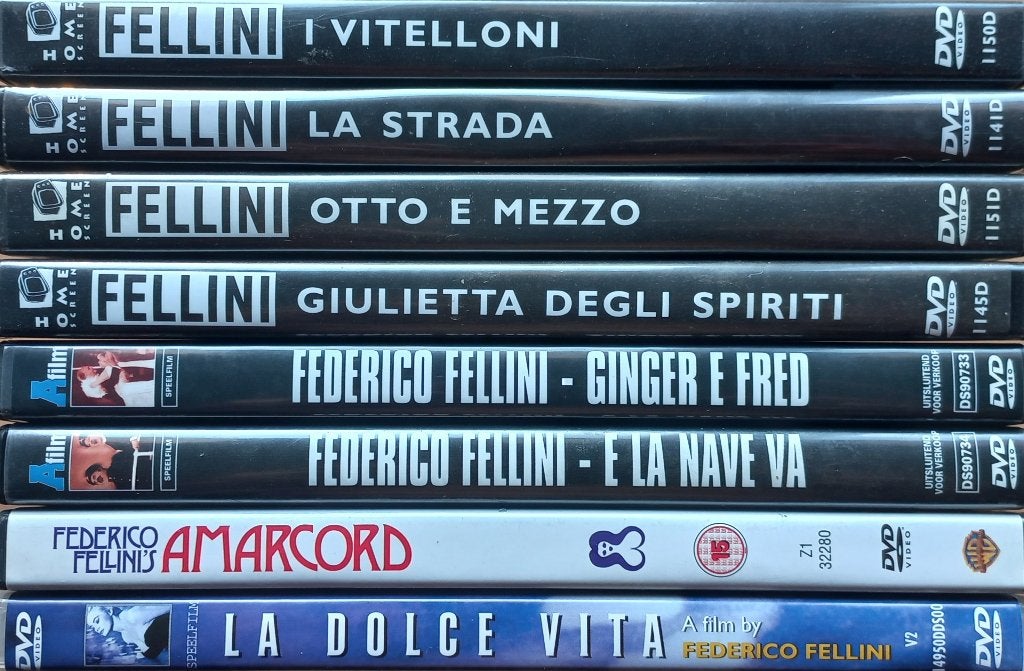 8x Fellini o.a. E la nave va, Amarcord, Ginger e Fred, 8 1/2, Verzenden, Nederlands, Italië, Zo goed als nieuw