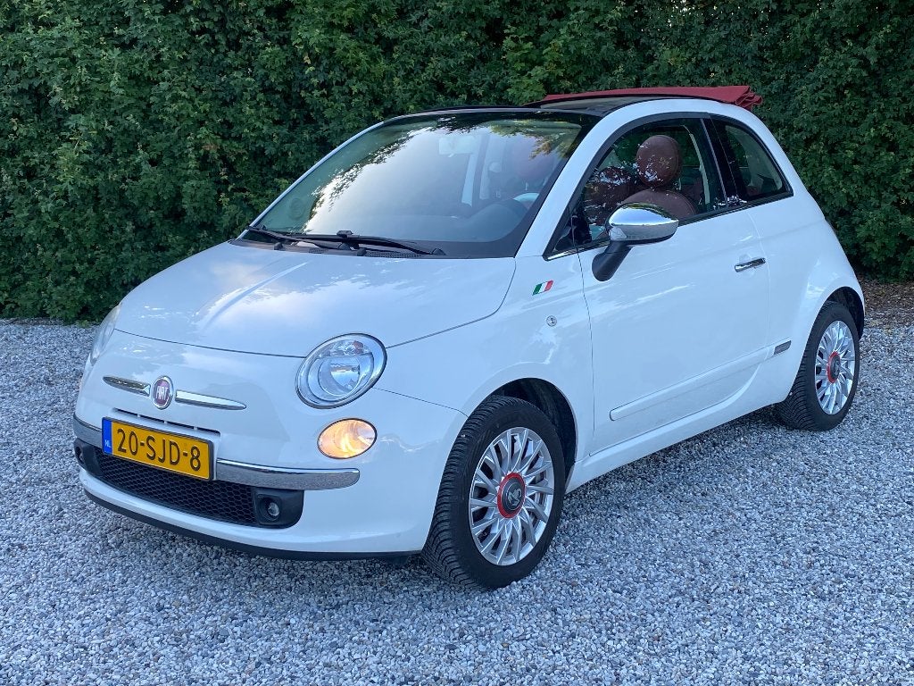 Fiat 500C 1.2 SPECIAAL LEDEREN BEKLEDING EN GOED WERKEND DAK, Auto's, Fiat, Euro 5, 4 cilinders, Cabriolet, Wit