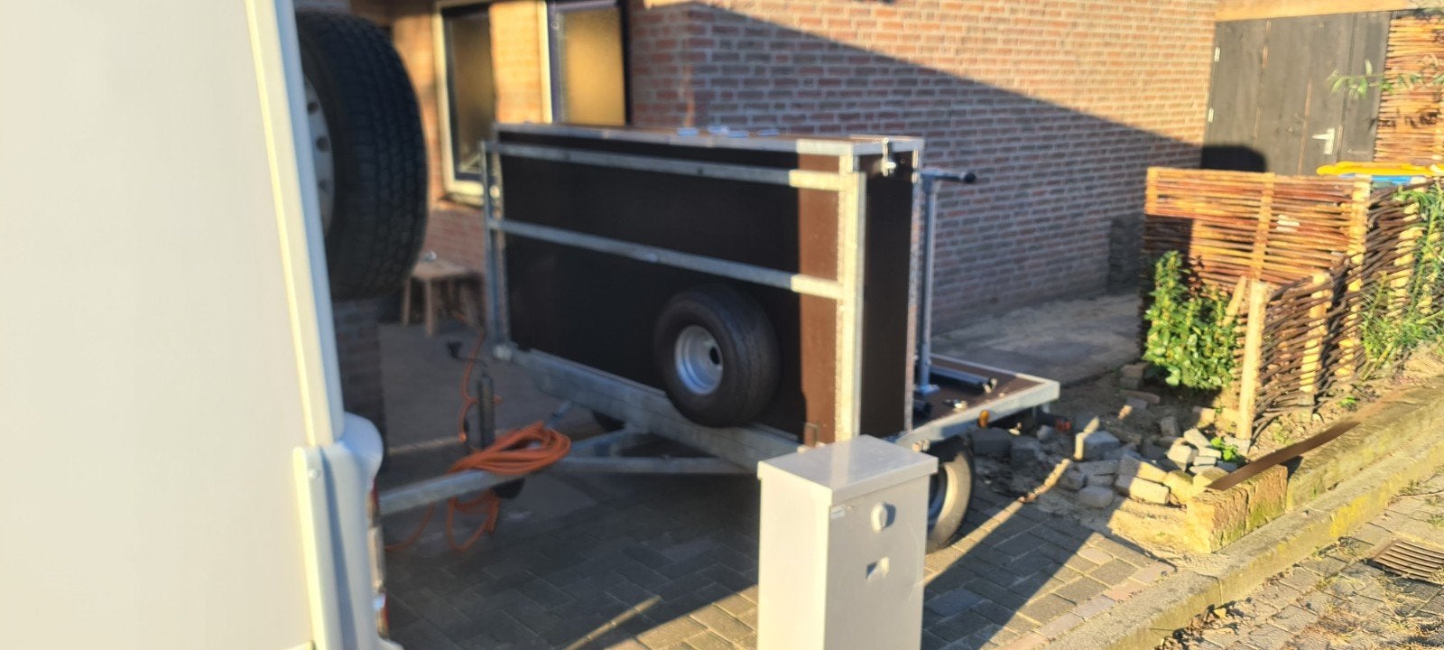 Fietsaanhanger met opbergbox en complete uitrusting, Ophalen, Gebruikt