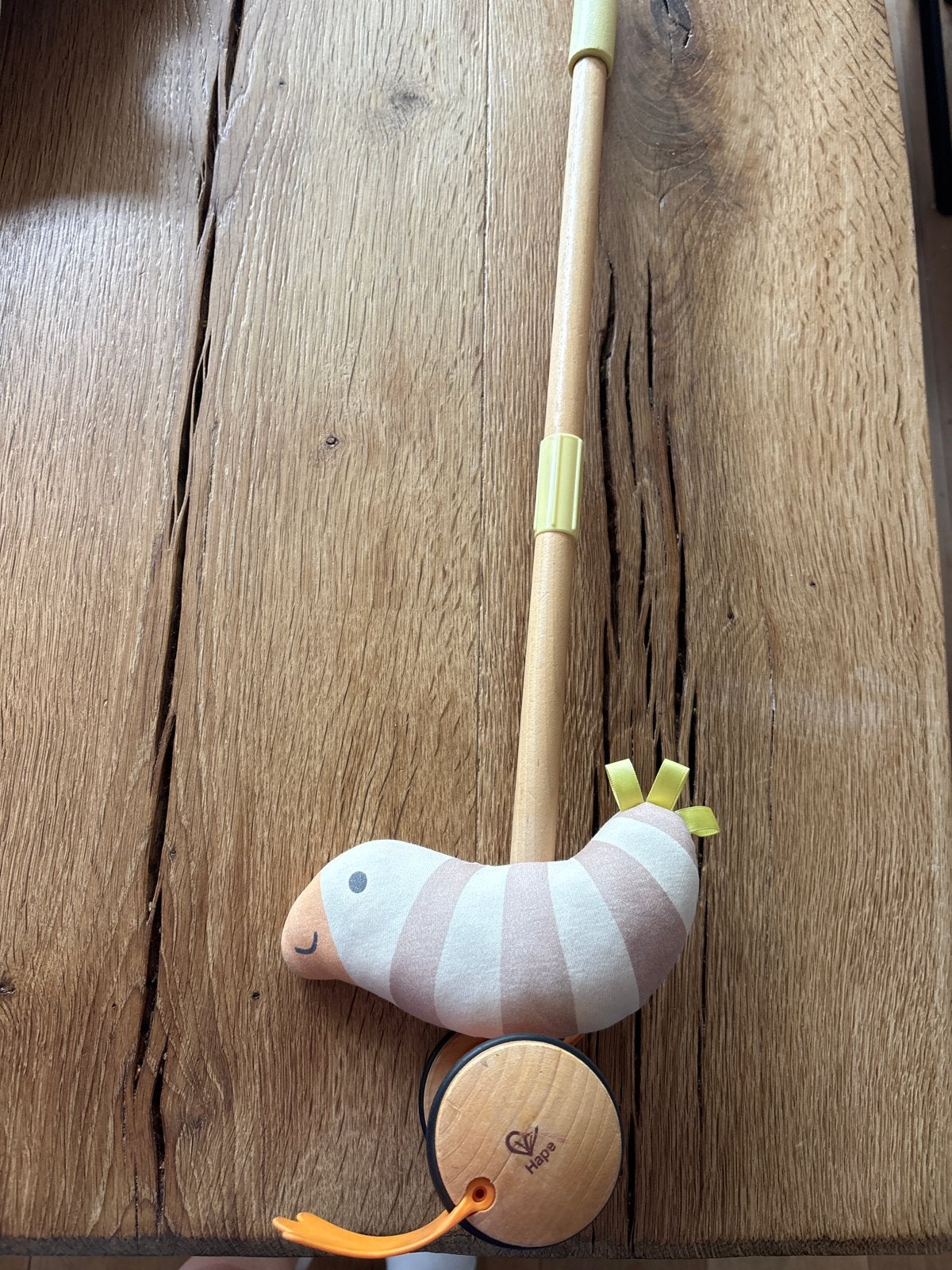 Hape Duwstok met eendje - Houten Loopwagen Speelgoed, Ophalen, Gebruikt, Overige typen, Met wieltjes