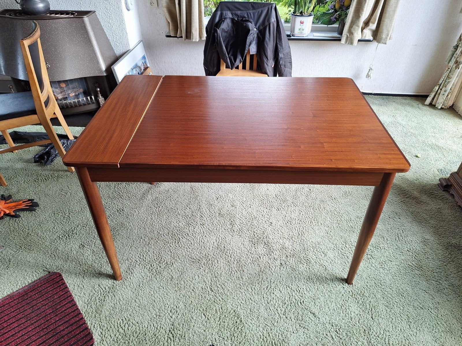 Prachtige vintage eetkamer tafel rechthoekig uitschuifbaar, Gebruikt, Vintage, 50 tot 100 cm, 150 tot 200 cm