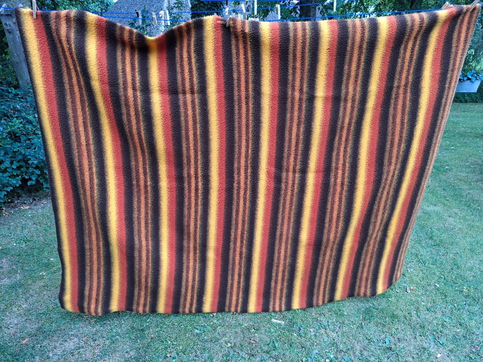 Vintage Didas Drylon Sprei Oranje Bruin Geel, Gebruikt, Meerkleurig, Tweepersoons, Ophalen of Verzenden