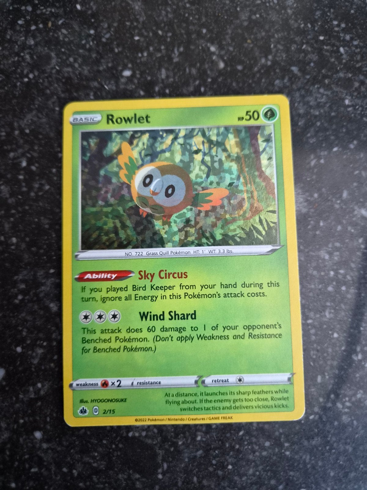 McDonald's Pokémon promo kaart - Rowlet (uitstekende staat), Ophalen of Verzenden, Zo goed als nieuw, Losse kaart