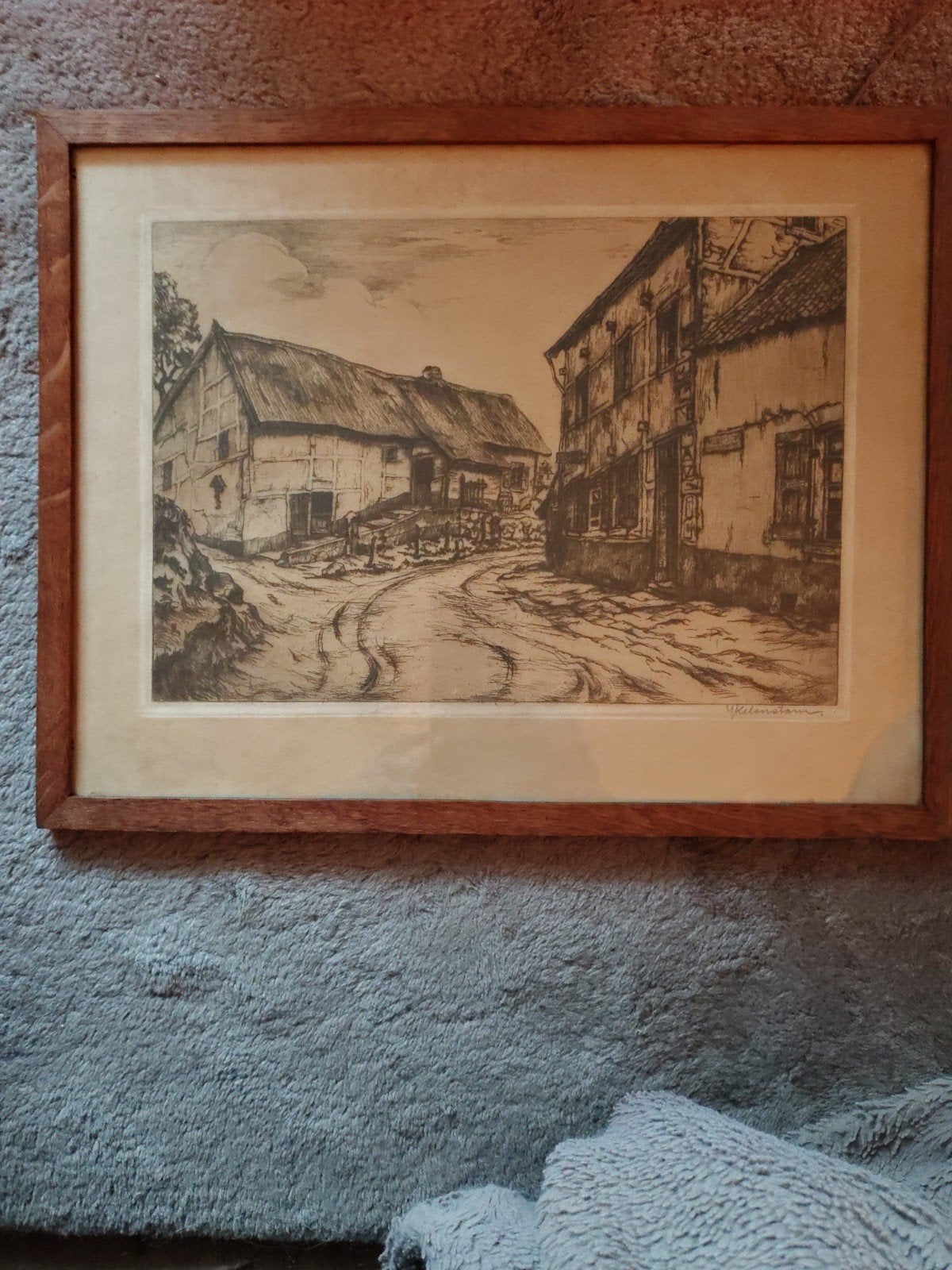 Hendrikus IJkelenstam - Handgesigneerde Ets (E.A.), Ets, Ophalen of Verzenden, Ingelijst, Landschap