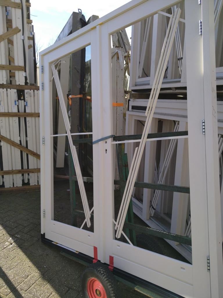Kozijn met dubbele tuindeuren, Doe-het-zelf en Verbouw, Nieuw, Ophalen of Verzenden, Buitendeur, Hout