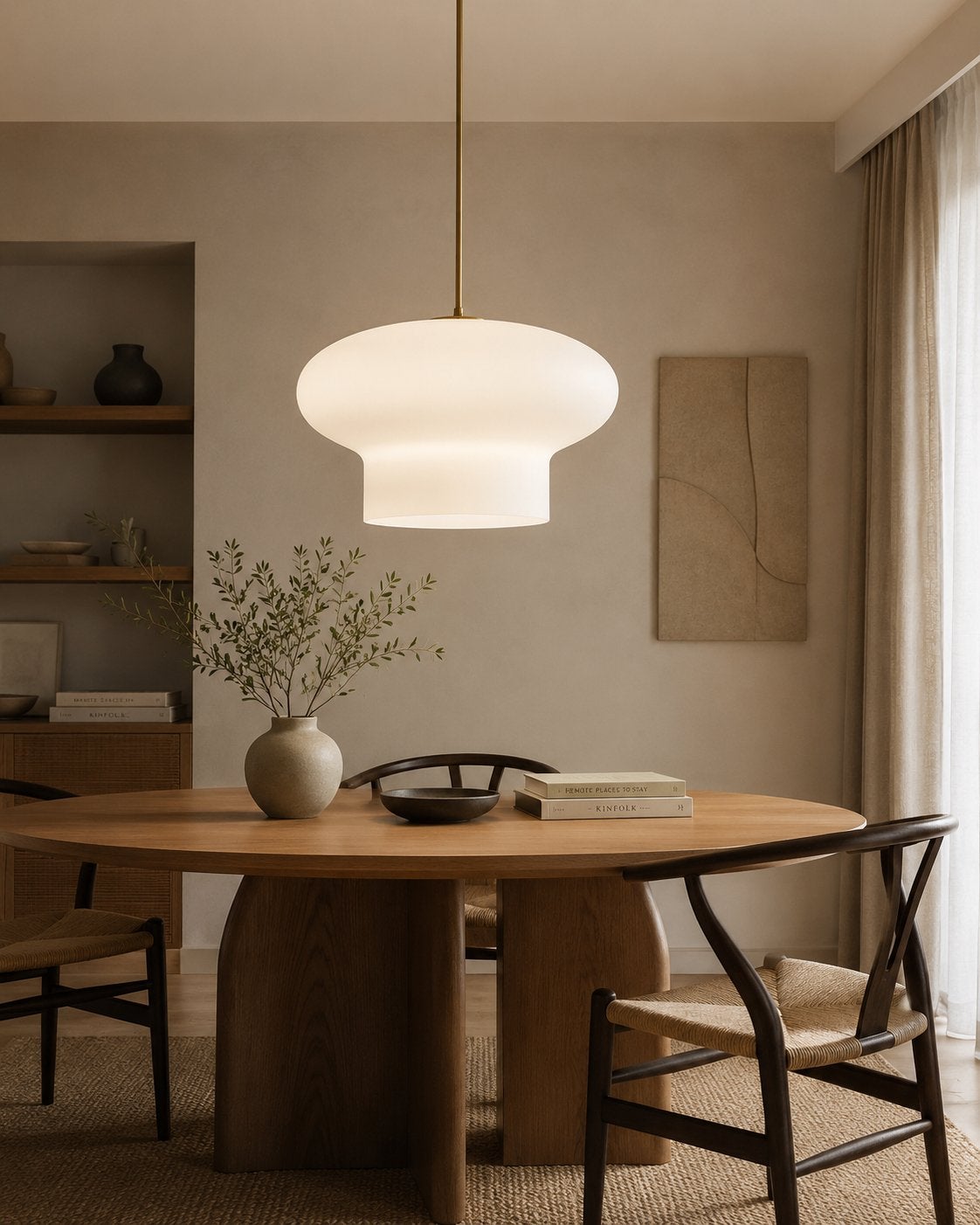 Grote opaline pendellamp 49cm  doorsnee Napako Lamp Hanglamp, Ophalen, Gebruikt, Nb, Nb