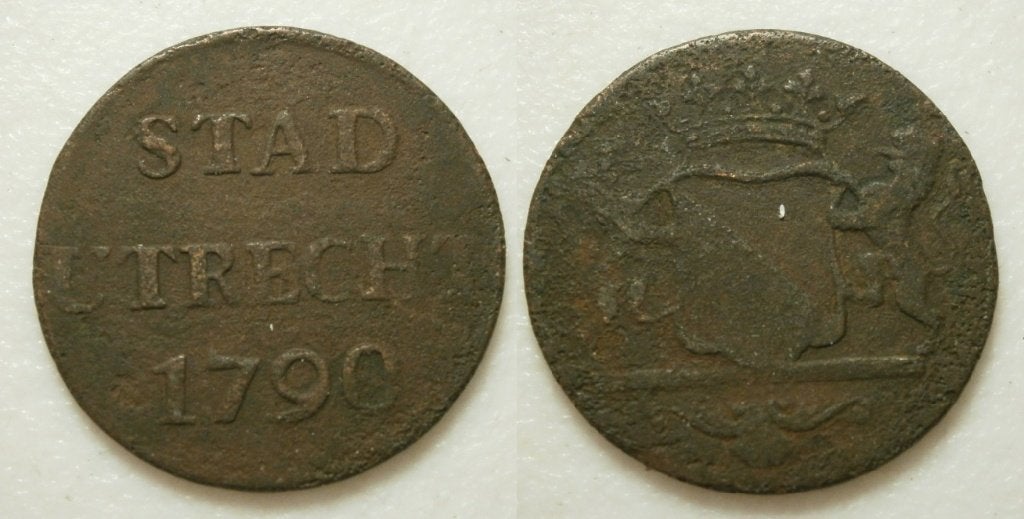 2] Utrecht Stad Duit 1790, Postzegels en Munten, Ophalen of Verzenden, Vóór koninkrijk, 1 cent, Losse munt