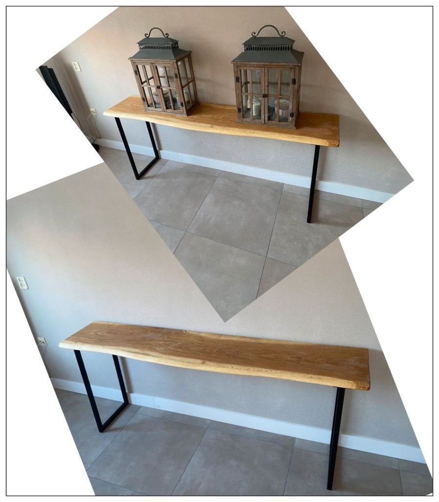 Sidetable van (boomstam) hout/staal op maat/model NIEUW, Ophalen of Verzenden, Nieuw, 200 cm of meer, 25 tot 50 cm